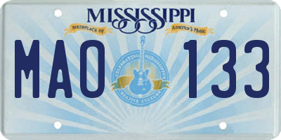 MS license plate MAO133
