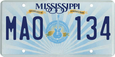 MS license plate MAO134