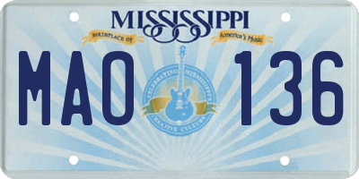 MS license plate MAO136