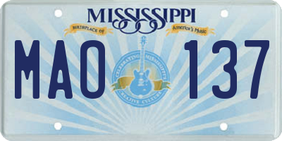 MS license plate MAO137