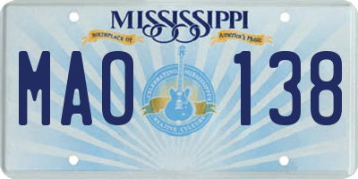 MS license plate MAO138