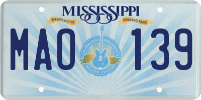 MS license plate MAO139