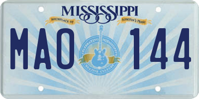 MS license plate MAO144