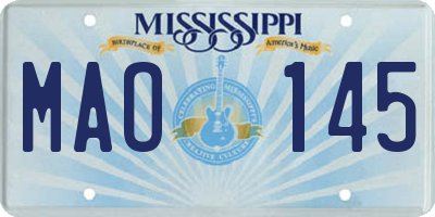 MS license plate MAO145