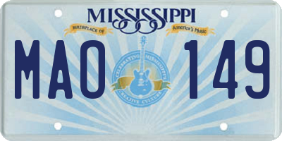 MS license plate MAO149