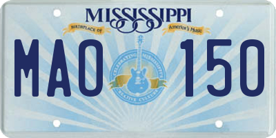 MS license plate MAO150