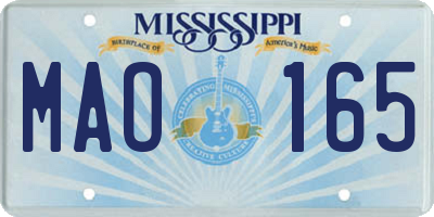 MS license plate MAO165