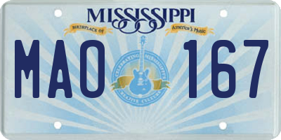 MS license plate MAO167