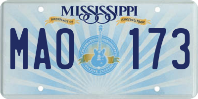 MS license plate MAO173