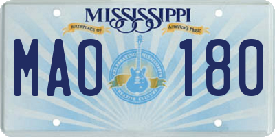 MS license plate MAO180