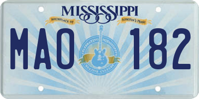MS license plate MAO182