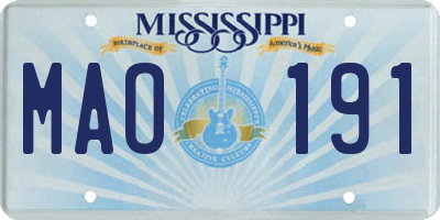 MS license plate MAO191