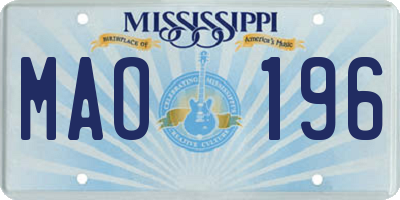 MS license plate MAO196