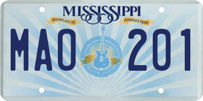 MS license plate MAO201