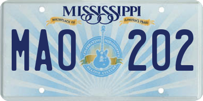 MS license plate MAO202