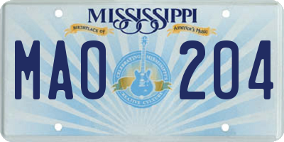 MS license plate MAO204