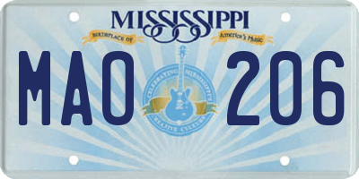 MS license plate MAO206