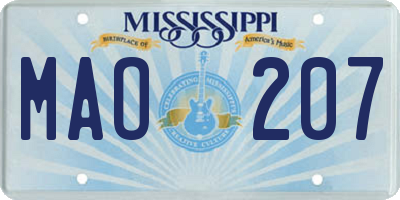 MS license plate MAO207