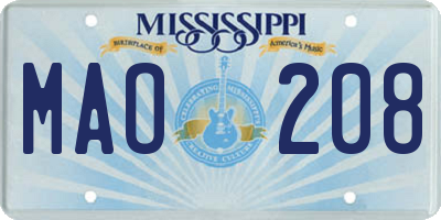 MS license plate MAO208