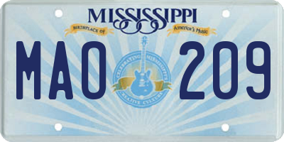 MS license plate MAO209