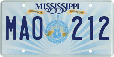 MS license plate MAO212