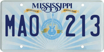 MS license plate MAO213