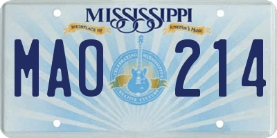 MS license plate MAO214