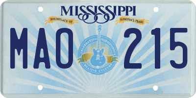 MS license plate MAO215