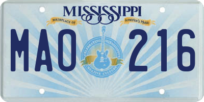 MS license plate MAO216