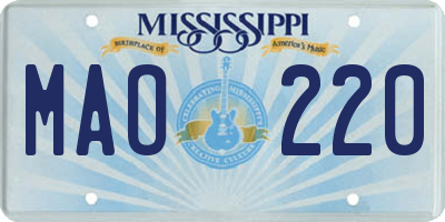 MS license plate MAO220