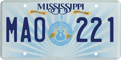 MS license plate MAO221