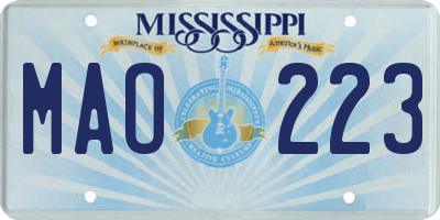 MS license plate MAO223
