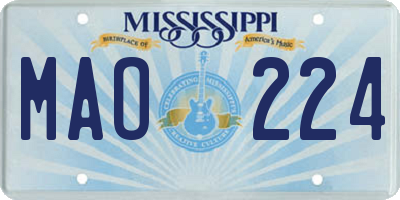 MS license plate MAO224