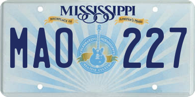 MS license plate MAO227