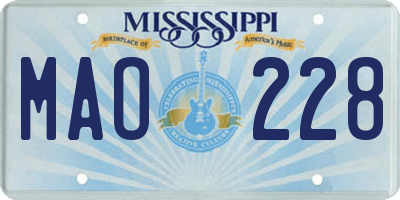 MS license plate MAO228