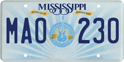 MS license plate MAO230
