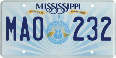 MS license plate MAO232