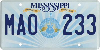 MS license plate MAO233