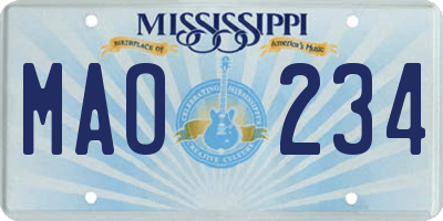 MS license plate MAO234