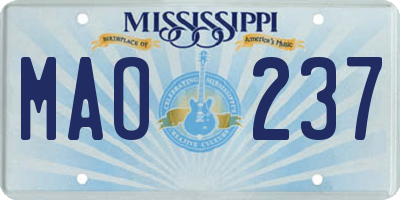 MS license plate MAO237