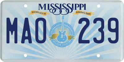 MS license plate MAO239