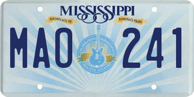 MS license plate MAO241