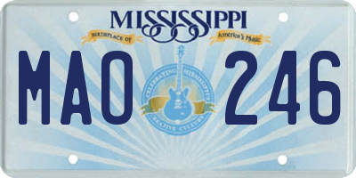 MS license plate MAO246