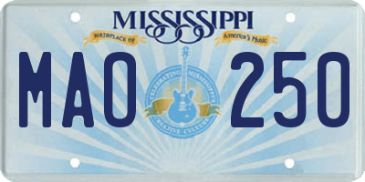 MS license plate MAO250