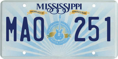 MS license plate MAO251