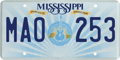 MS license plate MAO253