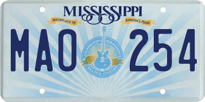 MS license plate MAO254
