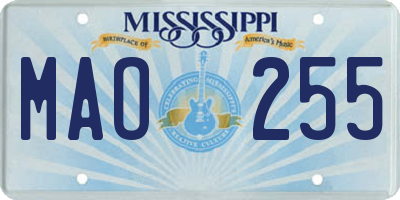 MS license plate MAO255