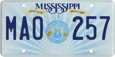 MS license plate MAO257