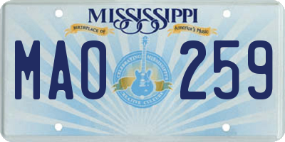 MS license plate MAO259